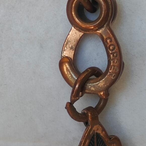 Copper Leaf Link Style Bracelet Clamp Style Clasp Approx. 7" Mid Century Vtg - Picture 5 of 6